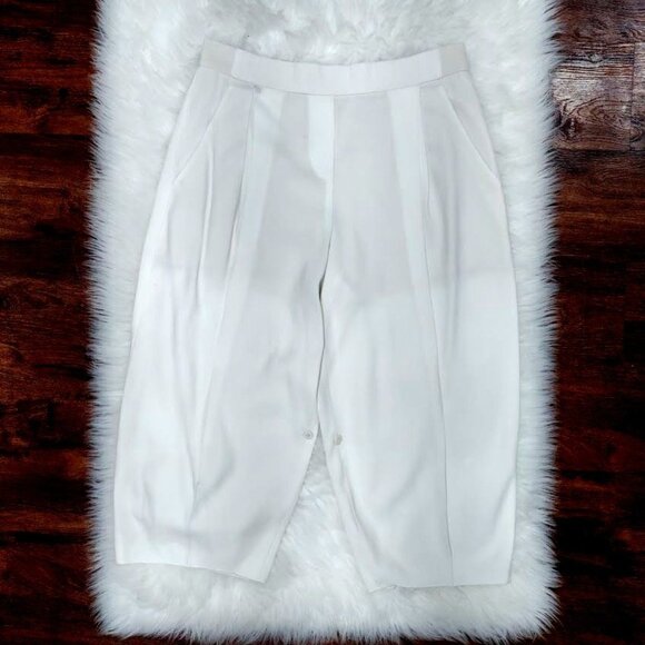 Elie Tahari White Artsey Lagenlook Elastic Waistband Culottes Capri Pants Size 6 - Picture 6 of 16